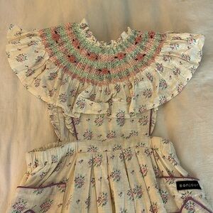 Bonjour Diaries Embroidered Smocked collar dress - size 10Y